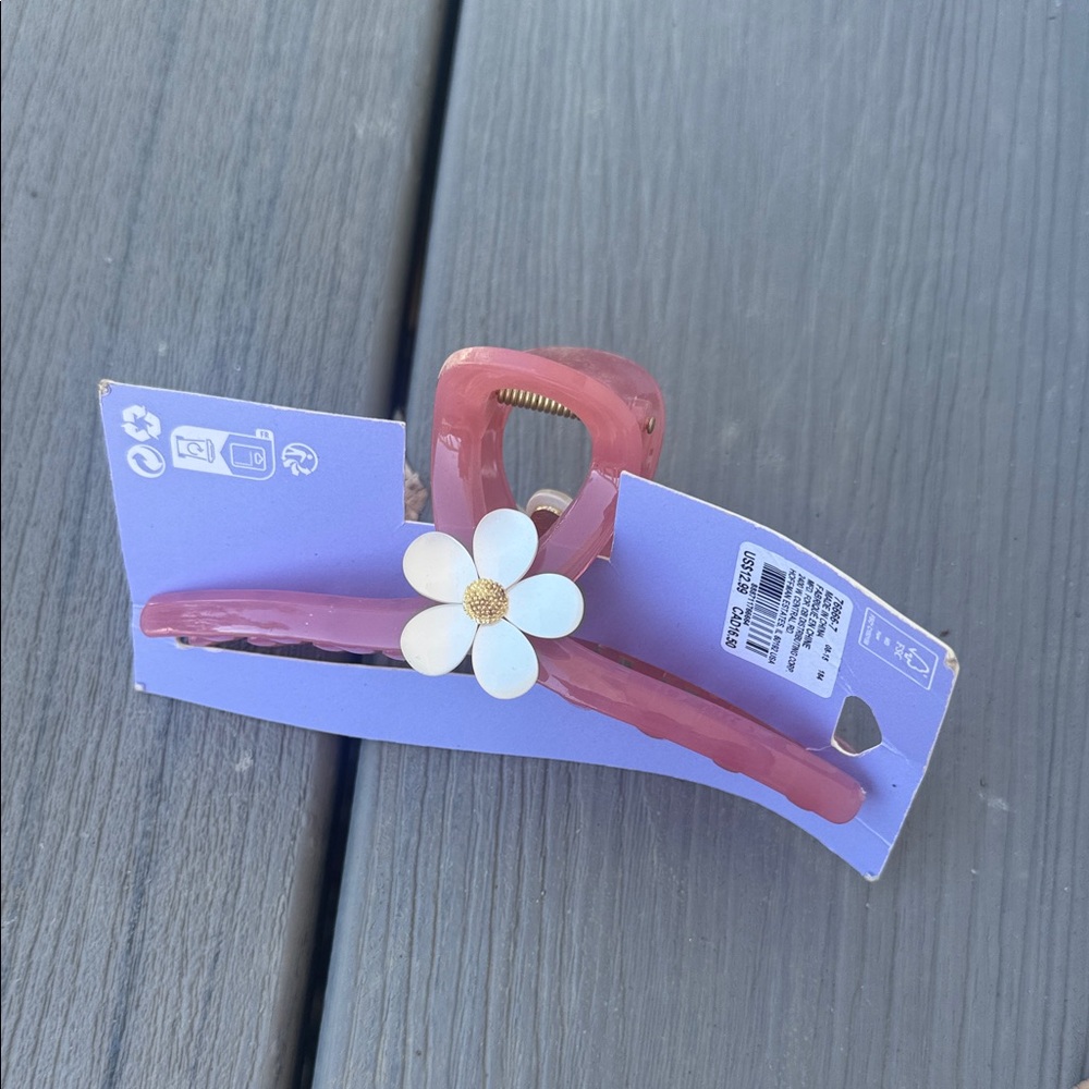Pink Flower Accent Kids Hair Claw